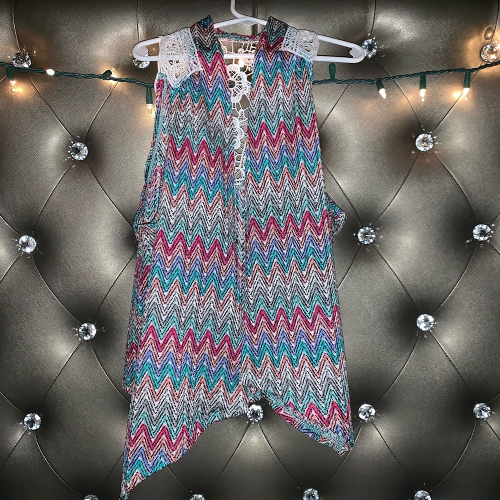 Multicolor zigzag pattern cardigan